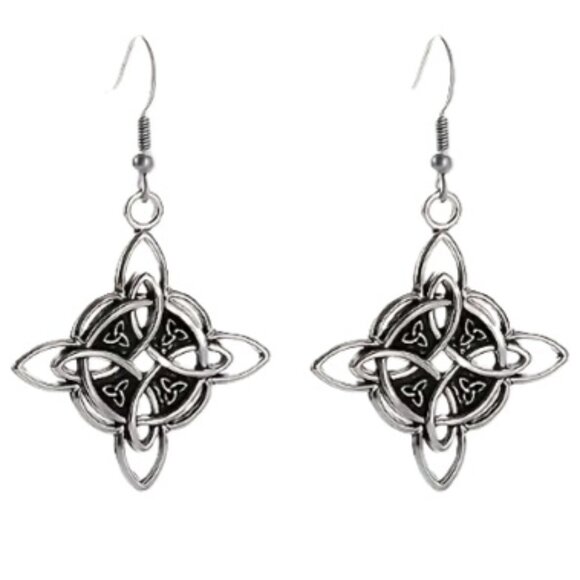 Antiqued Vintage Style Bohemian Celtic Knot Dangle Earrings - Picture 1 of 3